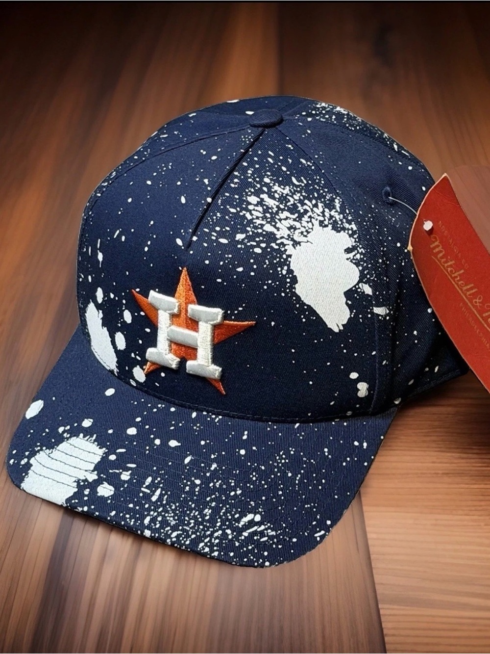NWT - Mitchell & Ness Houston Astros Navy Blue Paint Splatter SnapBack Hat